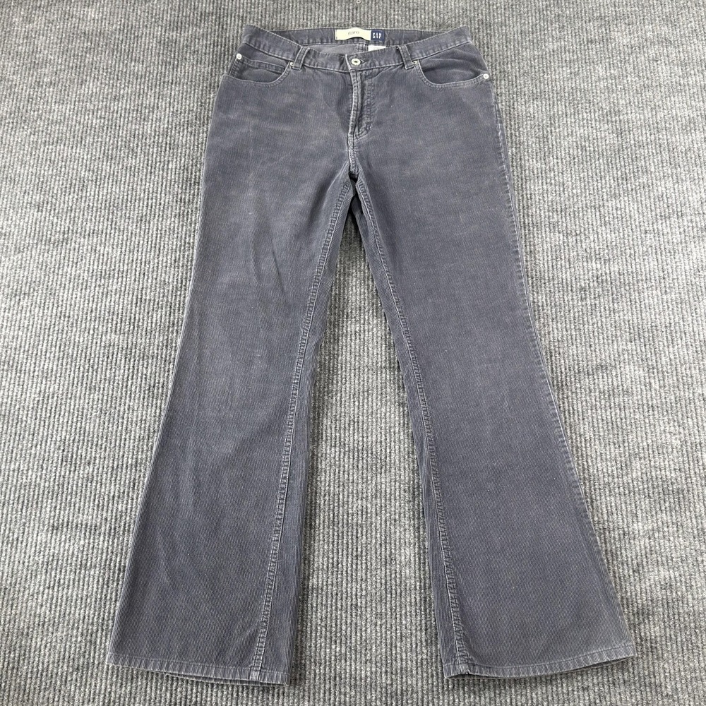 Gap Khakis Pants Womens 10 Gray Corduroy Flare Leg Casual Cotton Fall Classic